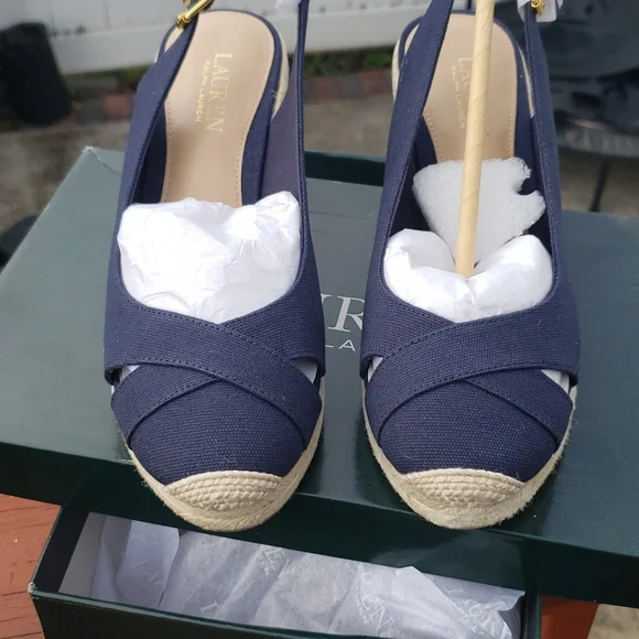 New Ralph Lauren blue wedges size 8 - Picture 4 of 9